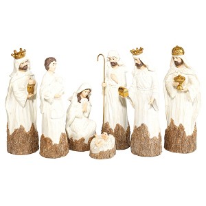 Dicksons Creamy White Nativity 8 x 2.5 Resin Decorative Tabletop Figurine Set - 1 of 2