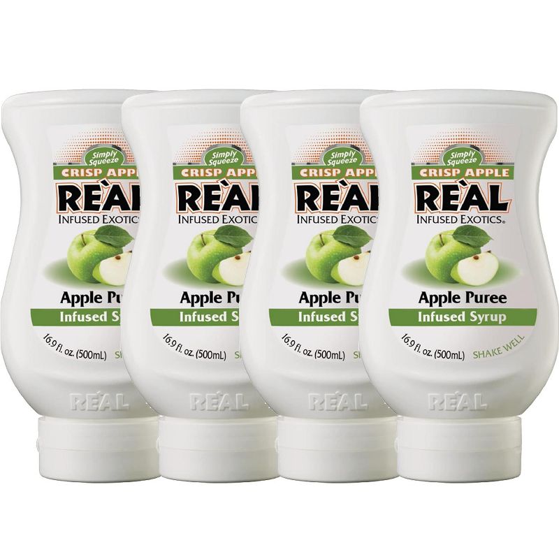 Reàl Infused Exotics Simply Squeeze 4 Pack Apple Puree Infused Syrup 16.9oz Bottle for Mixologists, Chefs, Cooks, 1 of 2