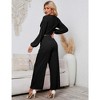 Womens Textured Co-ord Sets Tie Front/Side Crop Tops Tops with Palazzo Pants Knot Tie Trousers Sets Long Sleeve Lounge Sets - 2 of 4