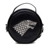 Game of Thrones Vegan Leather Round Crossbody Bag with Adjustable Straps, House of Stark Sigil Debossed and Filigree, Black - 2 of 4