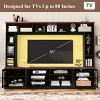95.5" Wall Unit Entertainment Center with Bookshelves and Cabinets,Modern TV Stand for 80" TV with Glass Doors and Adjustable Shelves-Baofuwish - 2 of 4