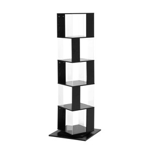 SEVOBAL 5 tier Rotating Bookshelf, Floor Rack Simple Bookcase with Acrylic plate Student Multi-Function Creative Bookshelf, Black, 19.68"*19.68"*63" - 1 of 4