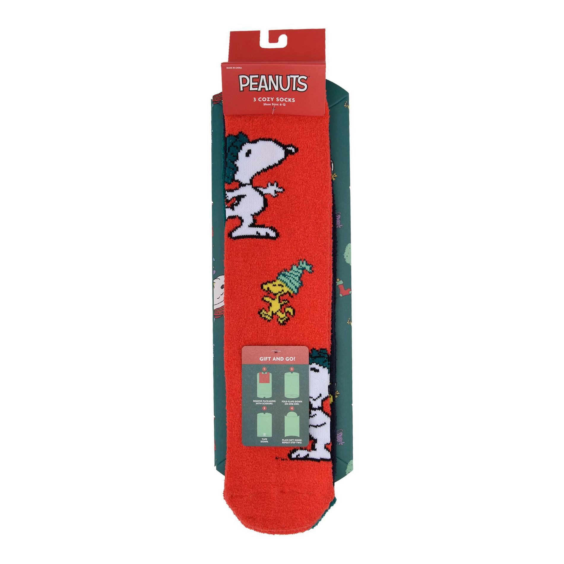 Men's Peanuts Cozy Crew Socks 3pk - Red 10-13