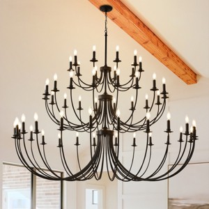 Baoure 52-Light Black Farmhouse Chandeliers, 71-in Vintage Candle Large Chandelier for Entryway Kitchen Island Foyer - 1 of 4