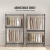 VEVOR Heavy Duty Clothes Rack, Rolling Clothing Garment Rack with 3 Storage Tiers, 2 Rods and 2 Pairs Side Hooks, 400 Lbs Load Capacity - 3 of 4