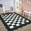 Checkered Rug Washable Rug for Living Room Non Slip Indoor Scalloped Printed Carpet Low Pile Neutral Rugs Soft Floor Cover for Bedroom Nursery - 3 of 4