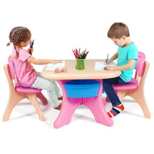 Infans Plastic Children Kids Table & Chair Set 3-Piece Play Furniture In/Outdoor - 1 of 4