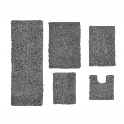Fantasia Bath Rug Collection Cotton Shaggy Pattern Tufted Set of 5 Bath Rug Set - Home Weavers