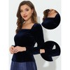 INSPIRE CHIC Women's Velvet Long Sleeve Square Neck Blouse - 2 of 4