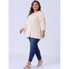 Agnes Orinda Women's Plus Size Tie Tassel V Neck Hollow Bowknot Long Sleeve Casual Blouses - 3 of 4