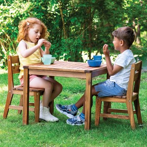 Acadia Outdoor Square Table and Chairs Set: Small Wooden Table with 2 Chairs for Kids Ages 2+ | Toddler Activity Table for Backyard & Outdoor Spaces - 1 of 4