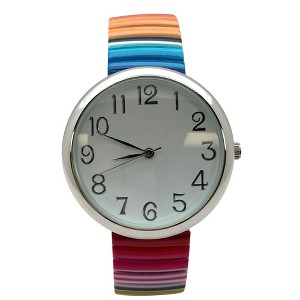 Olivia Pratt Big Dial Easy Reader Watch Printed Elastic Stretch Band Wristwatch Women Watch - 1 of 3