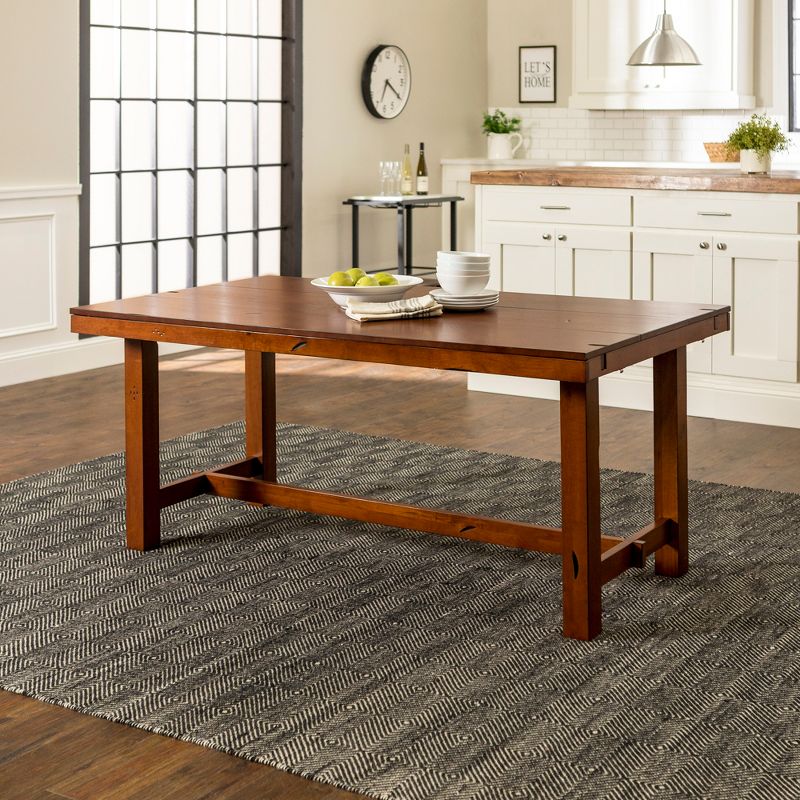 77&#34; Wood Extendable Dining Table Distressed Dark Oak - Saracina Home, 4 of 7