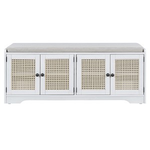 Gulches 19 in H x 47 in W White Beige Rustic Multifunctional MDF Birch Veneer Pine Wood Shoe Storage Cabinet - 1 of 4