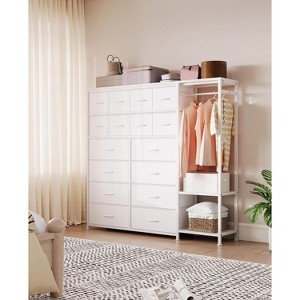 TackView 16-Drawer Dresser with Clothes Rack  Tall Fabric Storage Organizer for Bedroom, Closet, Living Room Entryway - 1 of 4