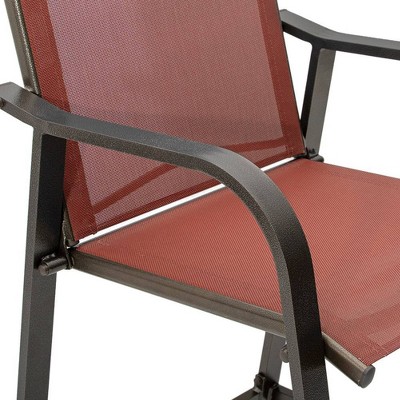 Pellebant Orange Textilene Aluminum Outdoor Counter Height Bar Stools, Set of 2