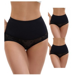 INSPIRE CHIC 3 Packs Women's High Waisted Floral Pattern Pants Butt Lifter Lace Shapewear Control Briefs - 1 of 4