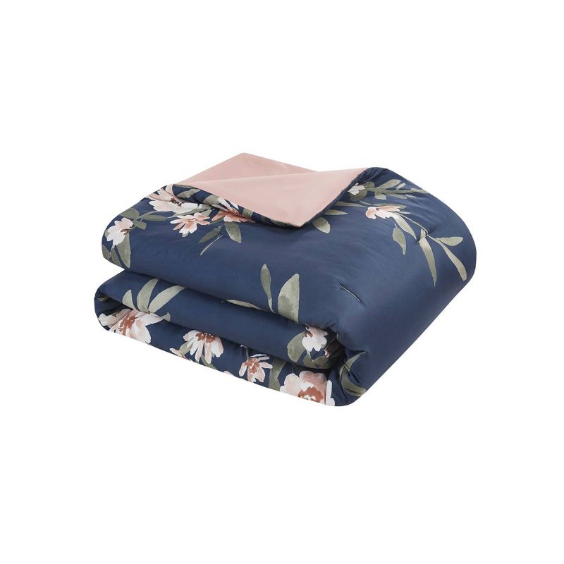 Leilani Floral Print Comforter Bedding Set Navy/Blush, 2 of 8