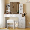 Vanity Desk with LED Lighted Mirror & Stool,6 Drawers + 6 Storage Shelves, Makeup Dressing Table for Bedroom - 2 of 4