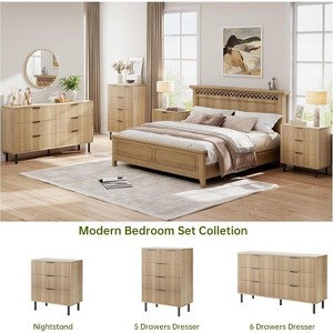Fluted 3 Drawers Dresser, Modern Storage Dresser Chest , Wide Wood Chest of Drawers of Drawers Organizer with Metal Legs for Bedroom Living - 1 of 1