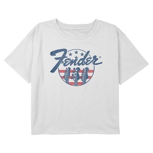 Girls Fender Headstock and Stripes Logo T Shirt - 1 of 3