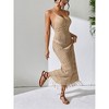 Women's Slim Maxi Slip Dress Sexy U-Neck Knit Fringe Sleeveless Long Hollow Dress Fashion Summer Beach Vacation - 4 of 4