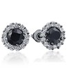 Pompeii3 2 3/4 Ct Halo Black & White Diamond Studs 14k Black Gold 10mm - 2 of 4