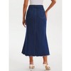INSPIRE CHIC Women's Denim A Line High Waisted Raw Hem Casual Maxi Skirt - 4 of 4
