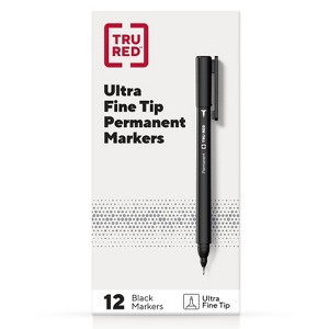 TRU RED Permanent Markers Ultra Fine Tip Black Dozen TR54534 - 1 of 4