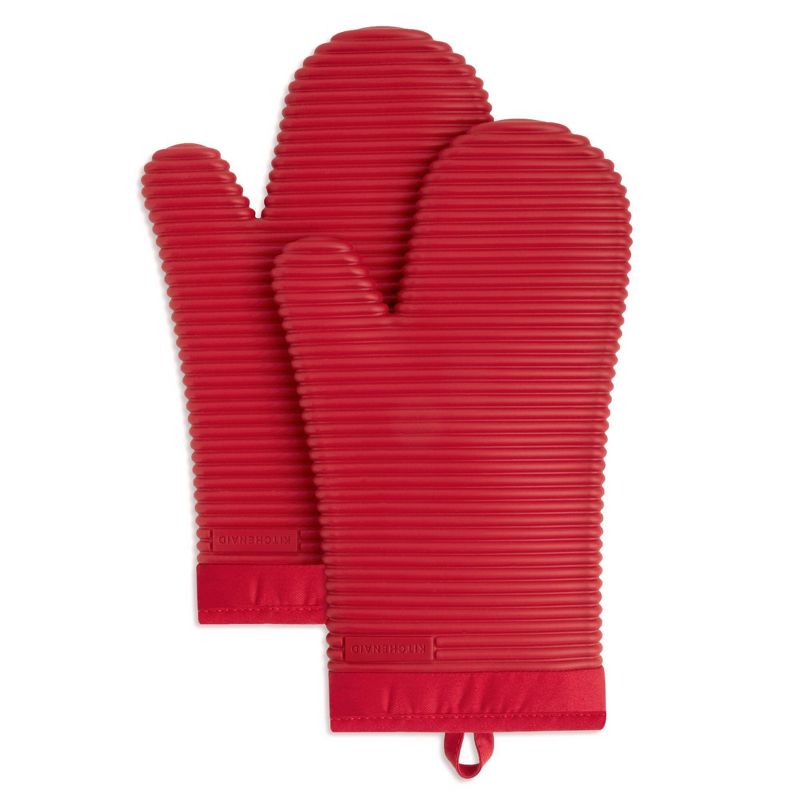 KitchenAid 2pk Silicone Ribbed Oven Mitts, 1 of 8
