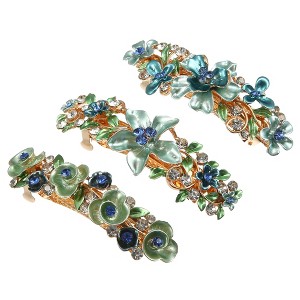 Unique Bargains Women's Hair Clips Barrettes Sparkly Rhinestones Hairpin 3 Pcs - 1 of 4