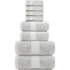 White Classic Luxury 100% Cotton 8 Piece Towel Set - 4x Washcloths, 2x Hand, and 2x Bath Towels - 2 of 4
