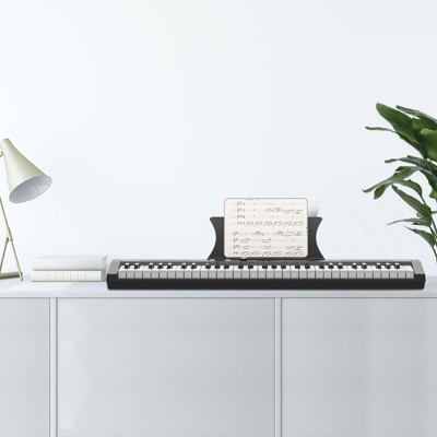 61-Key Semi-Weighted Portable Keyboard  – Black Piano , Power Adapter – Ideal for Beginners & Home Use