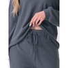 cheibear Women's Waffle Knit Lounge Longsleeve Pajama Set 2 Pcs - 4 of 4