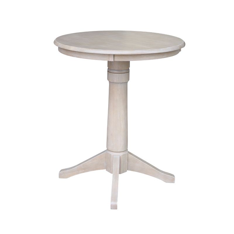 Solid Wood Round Pedestal Dining Table Weathered Gray Taupe - International Concepts, 3 of 7