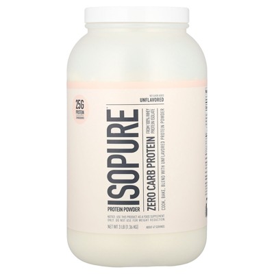 Isopure Zero Carb Protein Powder, Unflavored, 3 lb (1.36 kg)