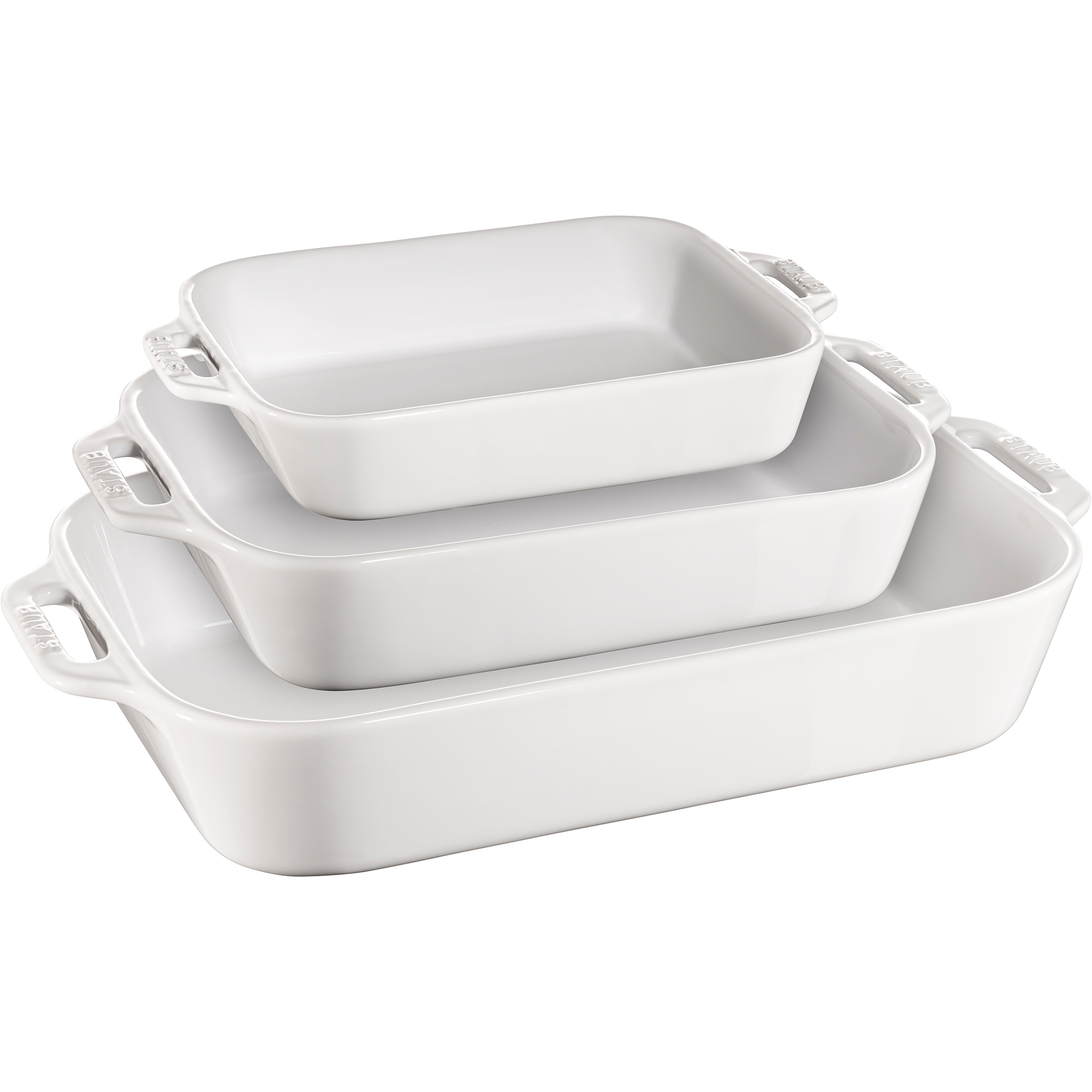 Staub Ceramic 3-pc Rectangular Baking Dish Set - White
