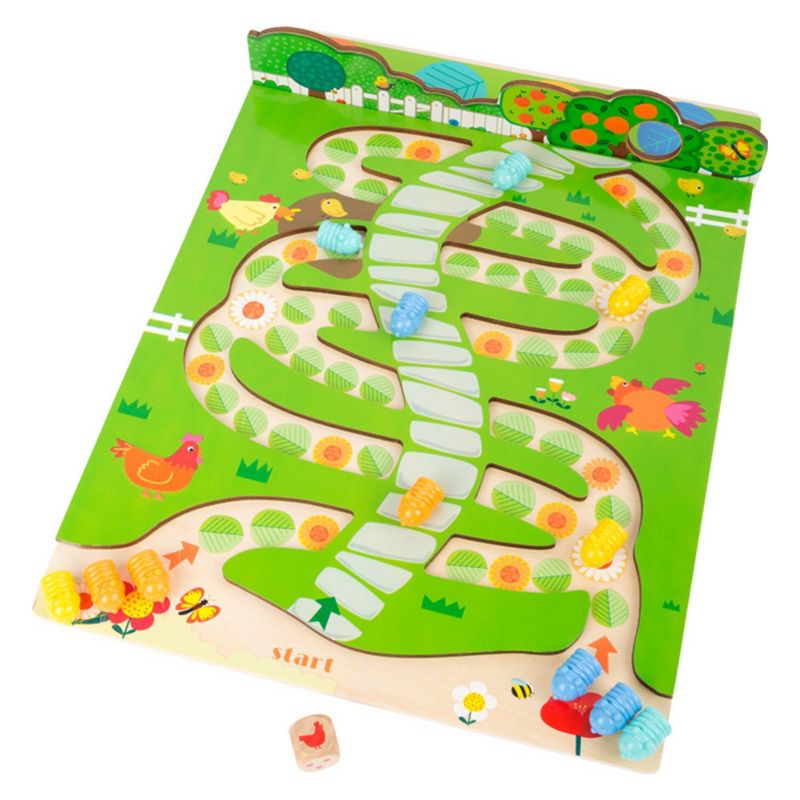 Small Foot Wooden Toys 2 in 1 Ludo and Snakes and Ladders Game Caterpillars, 1 of 6