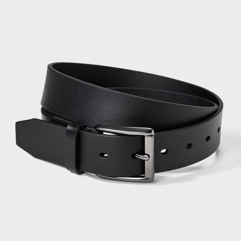 Photos - Belt Men's Casual Leather  - Goodfellow & Co™ Black M silver