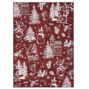 Christmas Washable Non-Slip Rug - Ultra Soft Low Pile Non-Shedding Stain-Resistant Foldable Mat,Holiday Printed Carpet for Nursery Bedroom Home Decor - 1 of 4