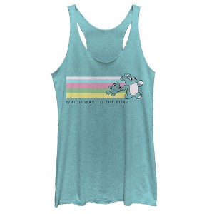 Women's Toy Story Ducky & Bunny Fun Rainbow Race Racerback Tank Top - 1 of 3