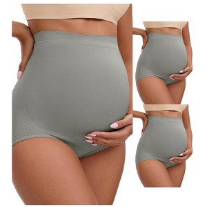 INSPIRE CHIC 3 Packs Women's High Waist Maternity Briefs Butt Lifter Seamless Comfortable Pregnancy Ladies Panties - 1 of 4