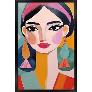 Trends International Reinders: Portraits - Vibrant Woman I Framed Wall Poster Prints Black Framed Version 22.375" x 34" - 1 of 4
