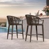 PURPLE LEAF Outdoor Bar Stools Set of 2 Patio Wicker Modern High Bar Chairs Metal Cushioned Barstools with Backs and Ergonomic Armrest - 2 of 4