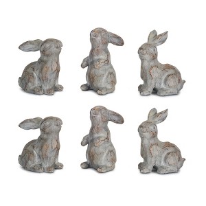 Rustic Rabbit Figurines 3.75" Stone Powder – Set of 6 Designs by Melrose - 1 of 3