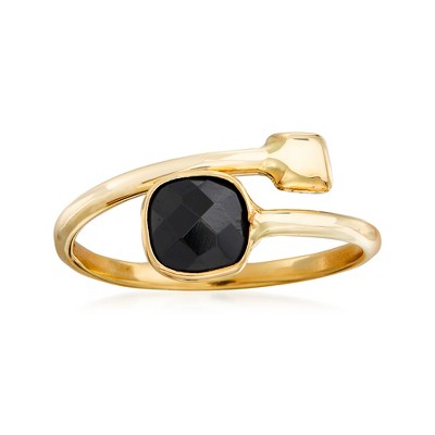 Ross-Simons Italian Onyx Bypass Ring in 14kt Yellow Gold Size 5