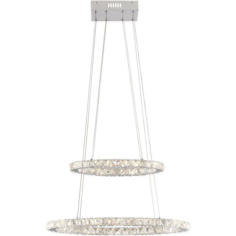 Possini Euro Design Glenna Chrome Chandelier 23 1/4" Wide Modern 2-Ring LED Clear Crystal Glass for Dining Room House Foyer Kitchen Island Entryway, 5 of 8
