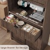 70" Tall Pantry Cabinet with Countertop, Fluted Storage Hutch with Microwave Shelf & Drawer for Kitchen, Dining Room Organization - 4 of 4