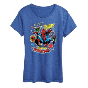 Women's - Marvel - Spider-man Stickers Style Short Sleeve Graphic T-Shirt - 1 of 4