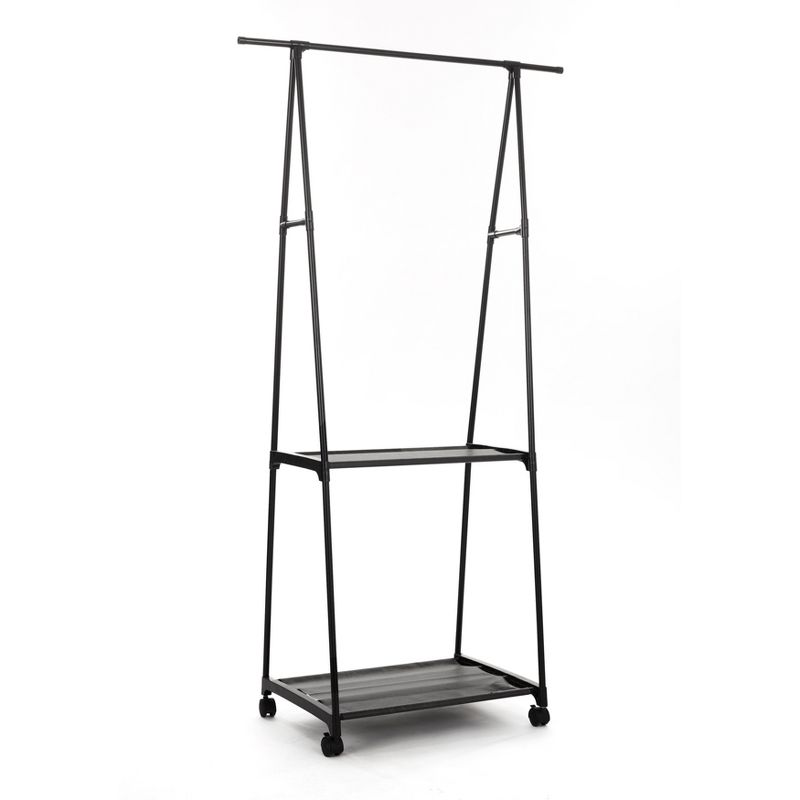 The Lakeside Collection Rolling Garment Rack with Shelving - Portable Storage Rack, 2 of 9
